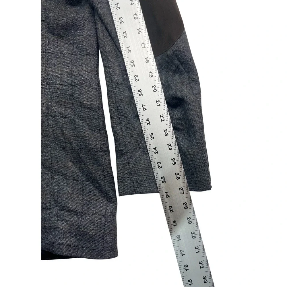 Tommy Hilfiger 48L Gray Windowpane Riding Jacket Blazer Sport Coat Elbow Patches